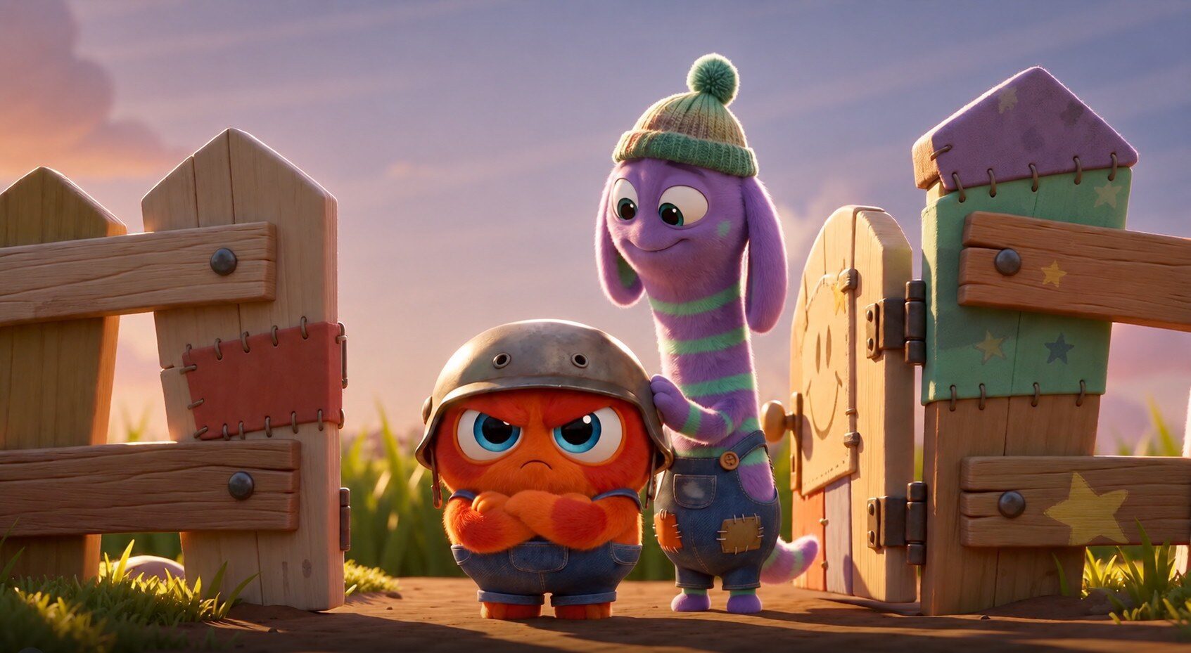 Two Tamitos meeting at the garden gate — animated kids series about autism, emotions and empathy