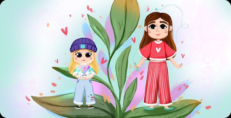 Ela and Lumi in an official book illustration