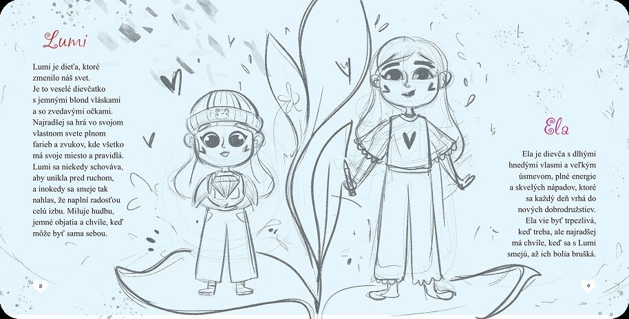 Ela and Lumi, pencil sketch