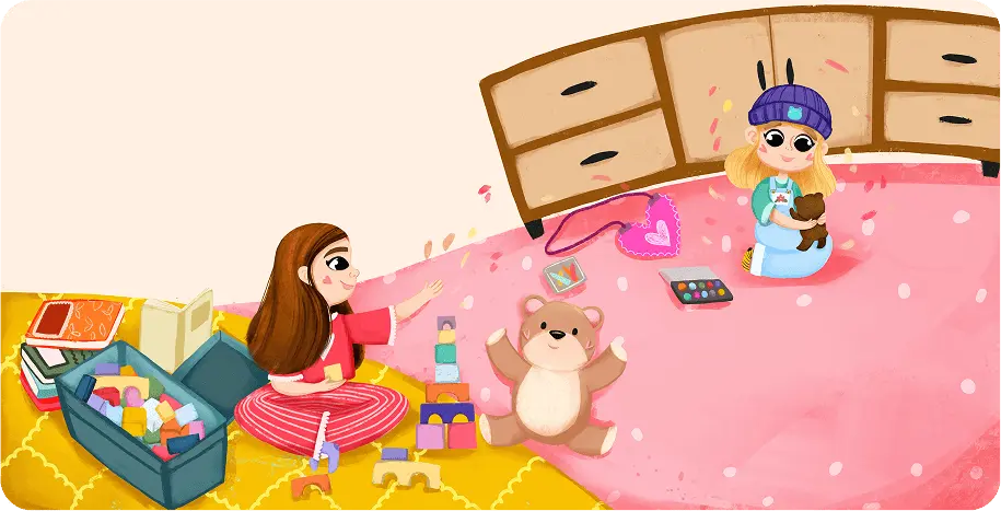 Rough sketch showing illustration in progress