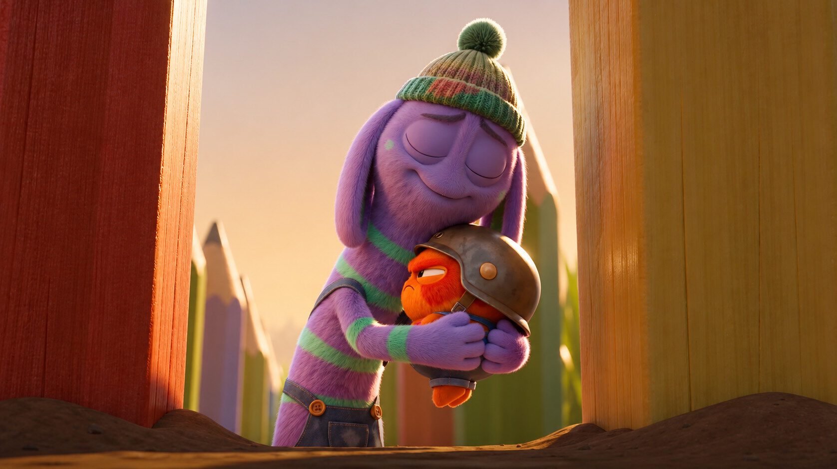 Tamitos characters sharing a tender emotional moment in the children's animated series